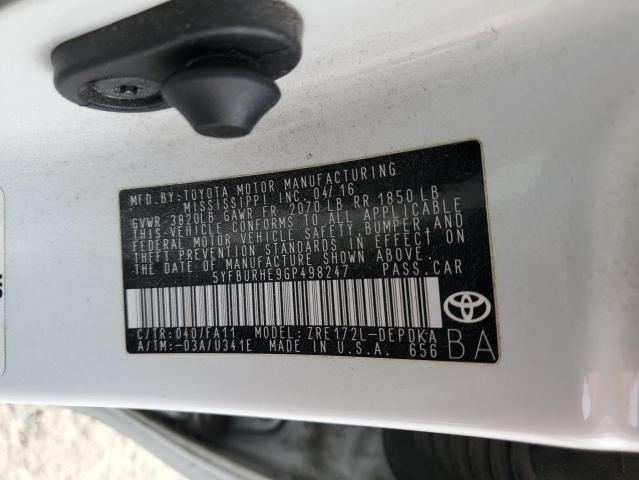 Photo 11 VIN: 5YFBURHE9GP498247 - TOYOTA COROLLA L 