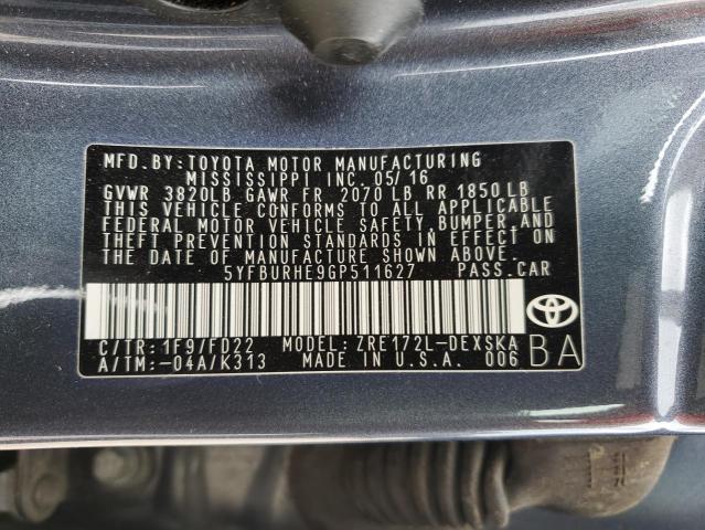 Photo 11 VIN: 5YFBURHE9GP511627 - TOYOTA COROLLA 