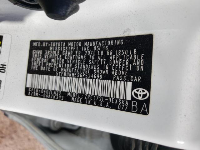 Photo 9 VIN: 5YFBURHE9GP524698 - TOYOTA COROLLA L 