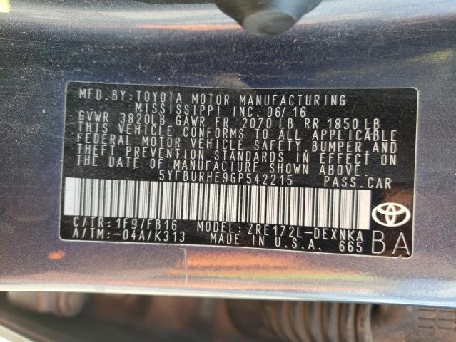 Photo 12 VIN: 5YFBURHE9GP542215 - TOYOTA COROLLA 