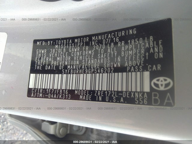 Photo 8 VIN: 5YFBURHE9GP546202 - TOYOTA COROLLA 