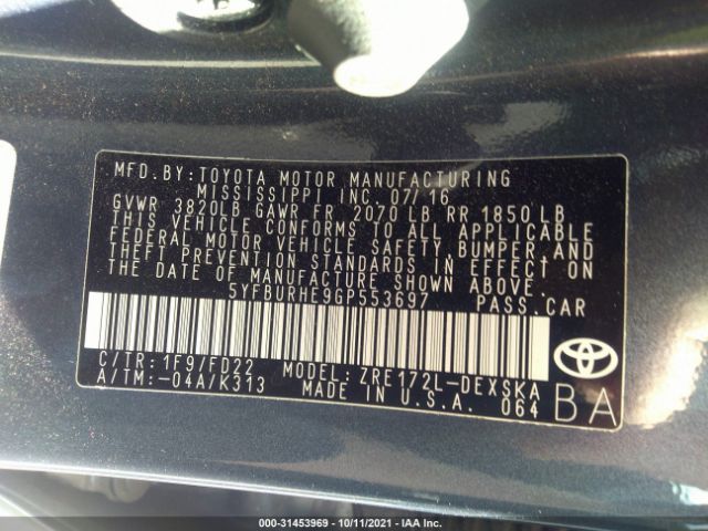 Photo 8 VIN: 5YFBURHE9GP553697 - TOYOTA COROLLA 