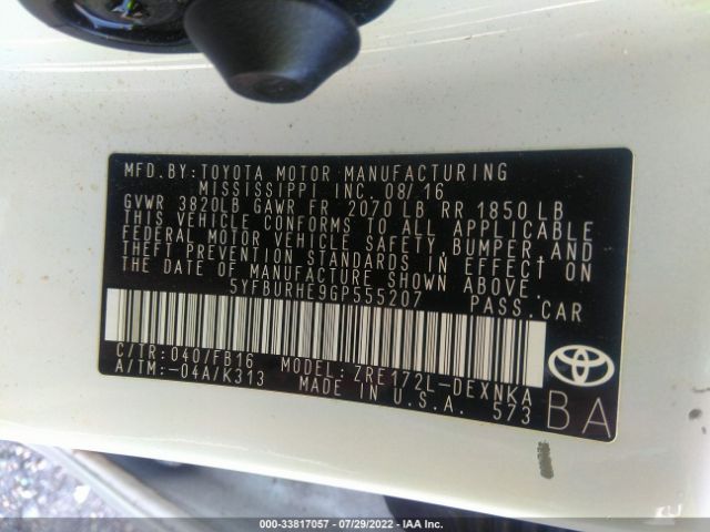 Photo 8 VIN: 5YFBURHE9GP555207 - TOYOTA COROLLA 