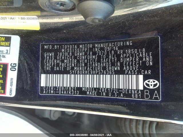 Photo 8 VIN: 5YFBURHE9HP576365 - TOYOTA COROLLA 