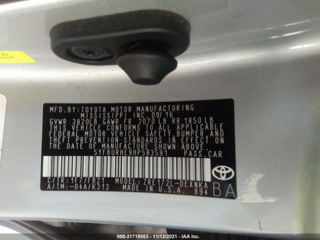 Photo 8 VIN: 5YFBURHE9HP583591 - TOYOTA COROLLA 