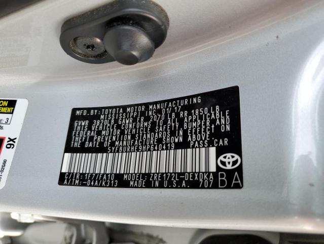 Photo 9 VIN: 5YFBURHE9HP640419 - TOYOTA COROLLA L 