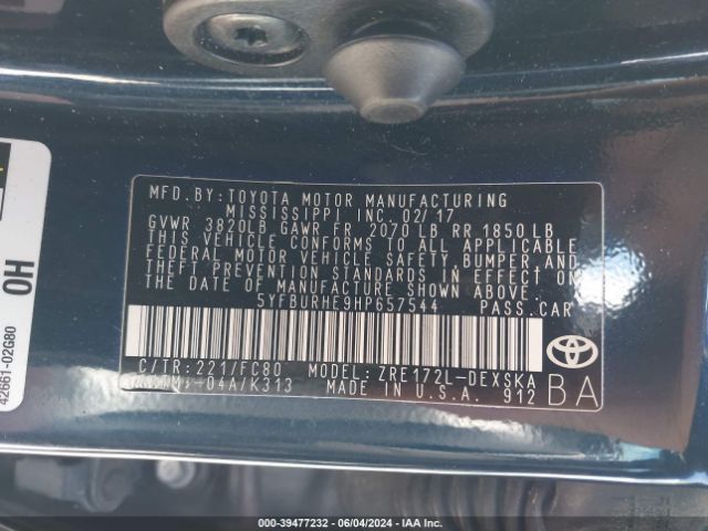 Photo 8 VIN: 5YFBURHE9HP657544 - TOYOTA COROLLA 