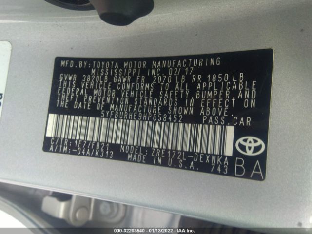 Photo 8 VIN: 5YFBURHE9HP658452 - TOYOTA COROLLA 