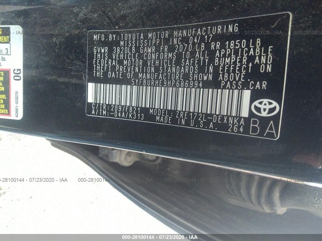 Photo 8 VIN: 5YFBURHE9HP686994 - TOYOTA COROLLA 