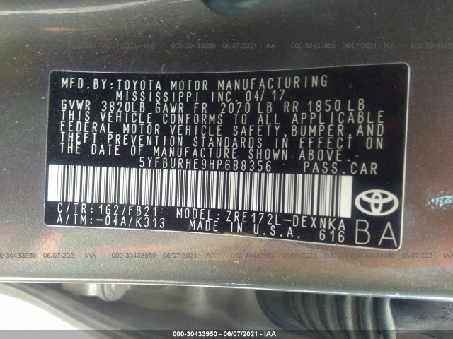 Photo 8 VIN: 5YFBURHE9HP688356 - TOYOTA COROLLA 