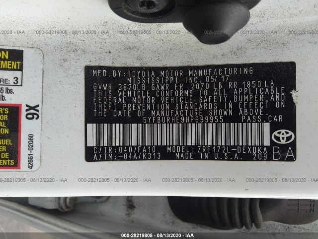 Photo 8 VIN: 5YFBURHE9HP699955 - TOYOTA COROLLA 