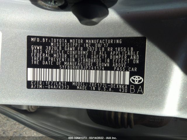 Photo 8 VIN: 5YFBURHE9JP741174 - TOYOTA COROLLA 