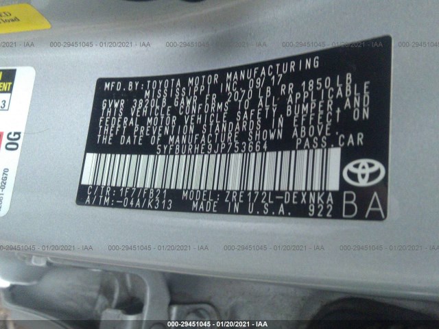 Photo 8 VIN: 5YFBURHE9JP753664 - TOYOTA COROLLA 