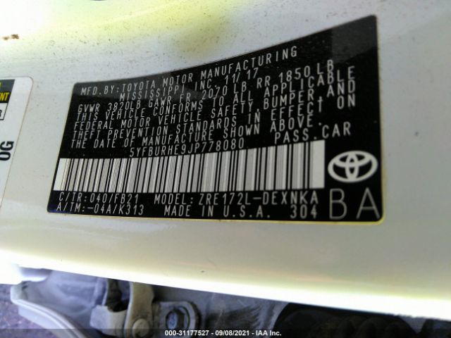 Photo 8 VIN: 5YFBURHE9JP778080 - TOYOTA COROLLA 