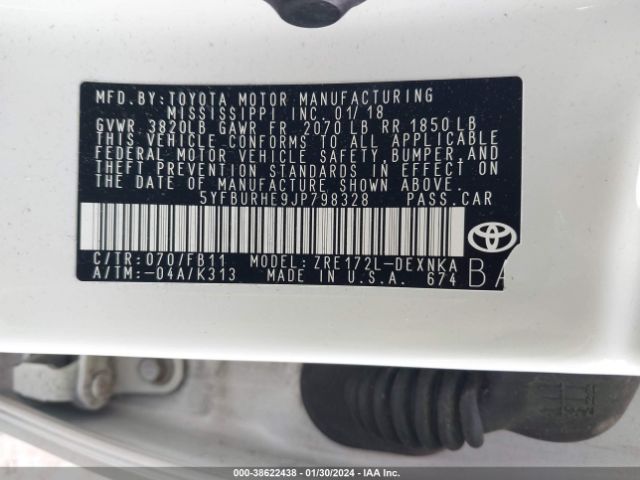 Photo 8 VIN: 5YFBURHE9JP798328 - TOYOTA COROLLA 