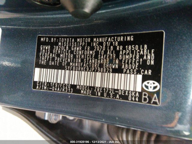 Photo 8 VIN: 5YFBURHE9JP798829 - TOYOTA COROLLA 