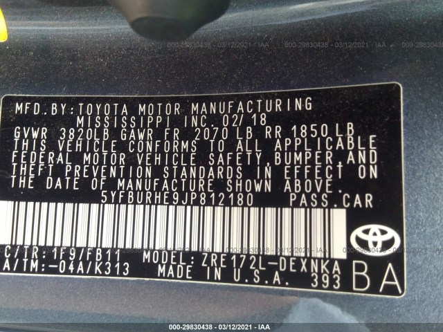 Photo 8 VIN: 5YFBURHE9JP812180 - TOYOTA COROLLA 