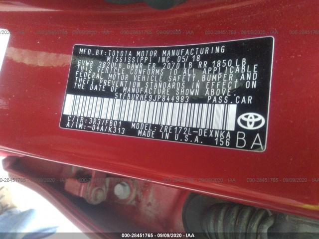 Photo 8 VIN: 5YFBURHE9JP844983 - TOYOTA COROLLA 