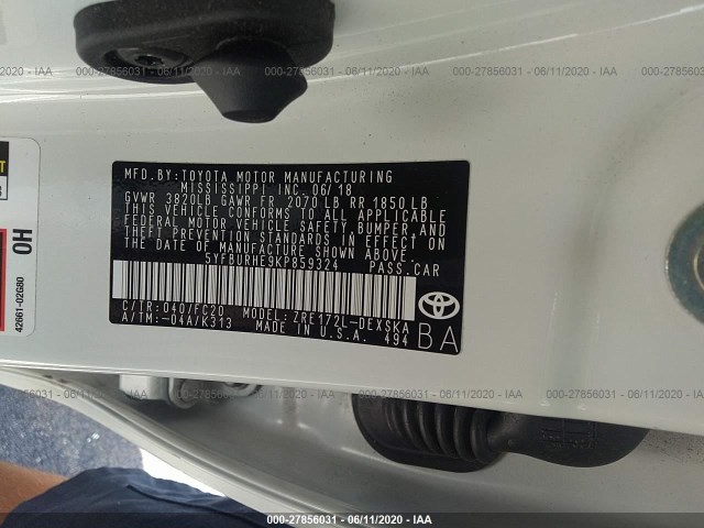 Photo 8 VIN: 5YFBURHE9KP859324 - TOYOTA COROLLA 