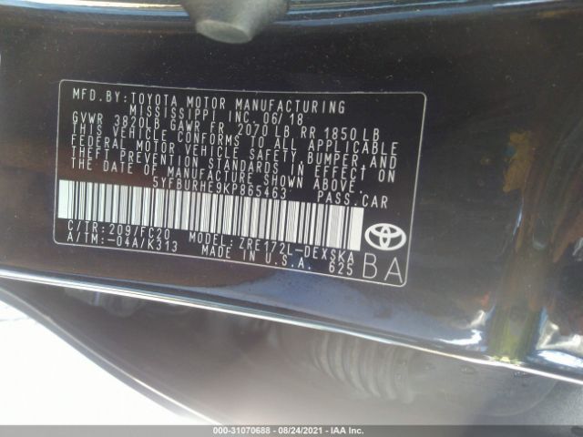 Photo 8 VIN: 5YFBURHE9KP865463 - TOYOTA COROLLA 