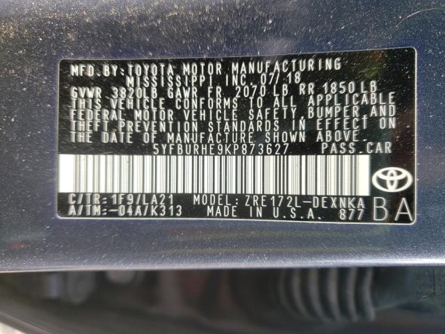 Photo 9 VIN: 5YFBURHE9KP873627 - TOYOTA COROLLA L 