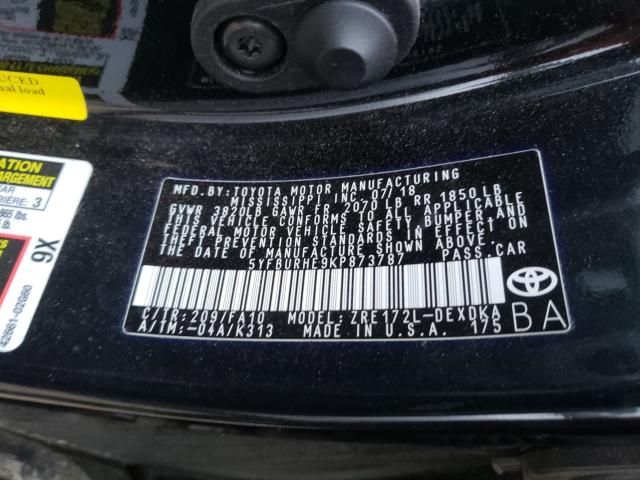 Photo 9 VIN: 5YFBURHE9KP873787 - TOYOTA COROLLA L 