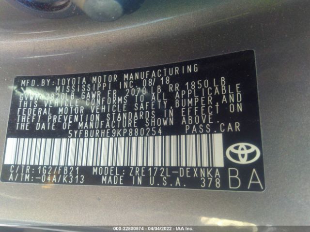 Photo 8 VIN: 5YFBURHE9KP880254 - TOYOTA COROLLA 