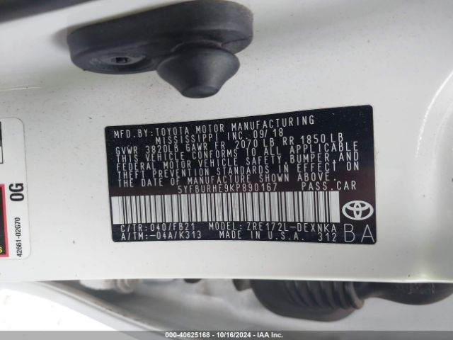 Photo 8 VIN: 5YFBURHE9KP890167 - TOYOTA COROLLA 