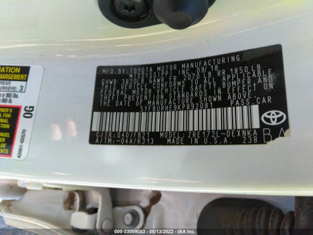 Photo 8 VIN: 5YFBURHE9KP892081 - TOYOTA COROLLA 