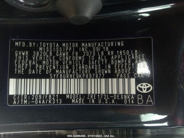 Photo 8 VIN: 5YFBURHE9KP897877 - TOYOTA COROLLA 