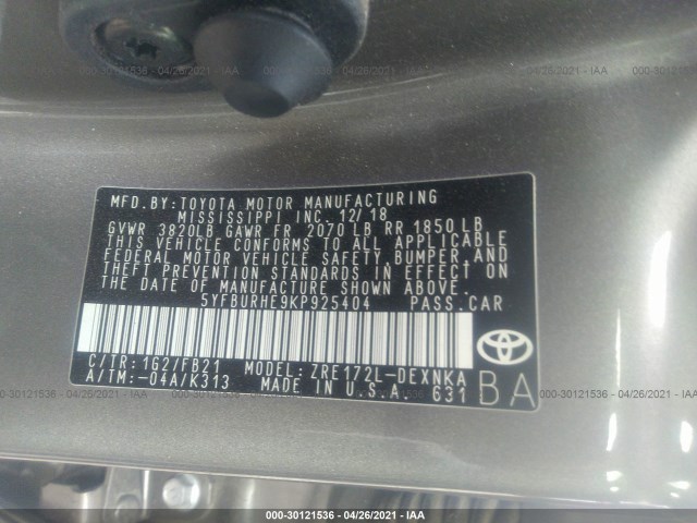 Photo 8 VIN: 5YFBURHE9KP925404 - TOYOTA COROLLA 