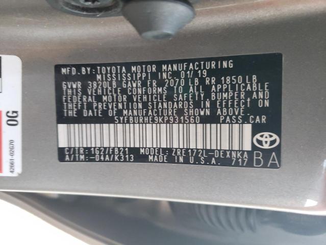 Photo 11 VIN: 5YFBURHE9KP931560 - TOYOTA COROLLA 