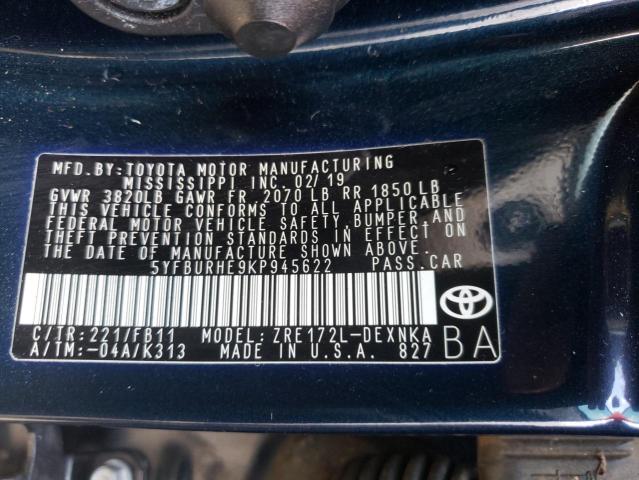 Photo 9 VIN: 5YFBURHE9KP945622 - TOYOTA COROLLA L 