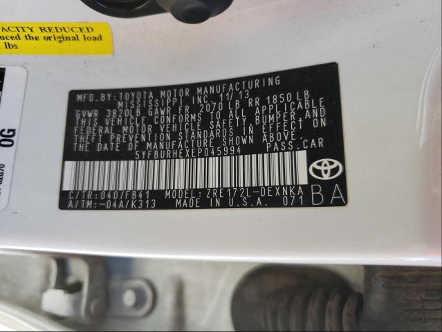 Photo 9 VIN: 5YFBURHEXEP045994 - TOYOTA COROLLA L 