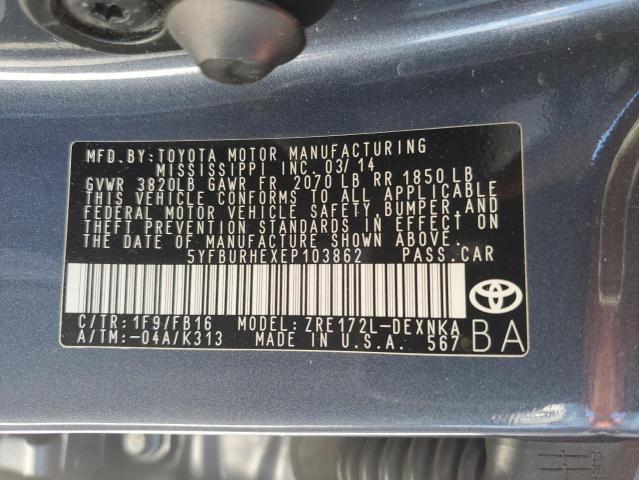 Photo 11 VIN: 5YFBURHEXEP103862 - TOYOTA COROLLA L 