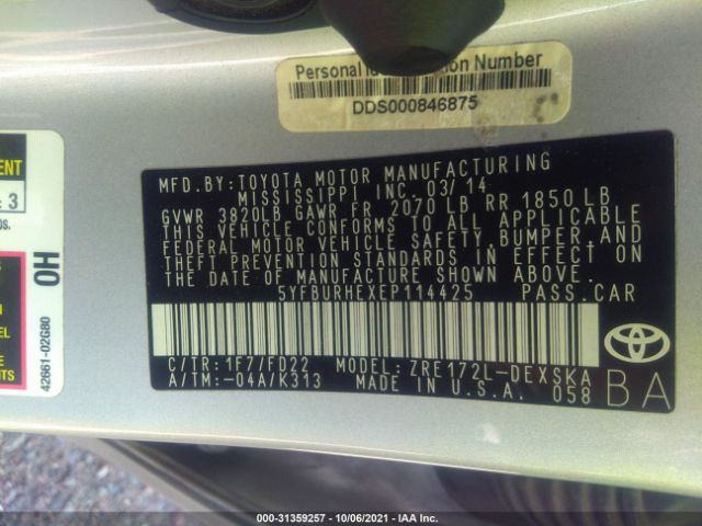 Photo 8 VIN: 5YFBURHEXEP114425 - TOYOTA COROLLA 