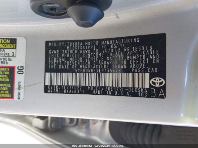 Photo 8 VIN: 5YFBURHEXEP145478 - TOYOTA COROLLA 