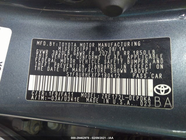 Photo 8 VIN: 5YFBURHEXFP180412 - TOYOTA COROLLA 