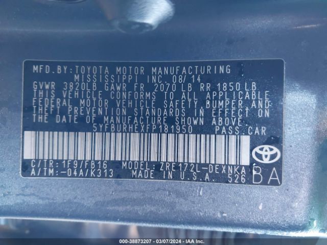 Photo 8 VIN: 5YFBURHEXFP181950 - TOYOTA COROLLA 