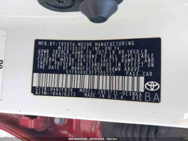 Photo 8 VIN: 5YFBURHEXFP205227 - TOYOTA COROLLA 