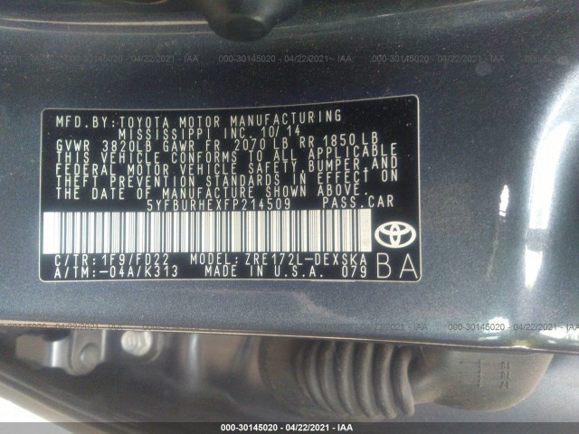 Photo 8 VIN: 5YFBURHEXFP214509 - TOYOTA COROLLA 