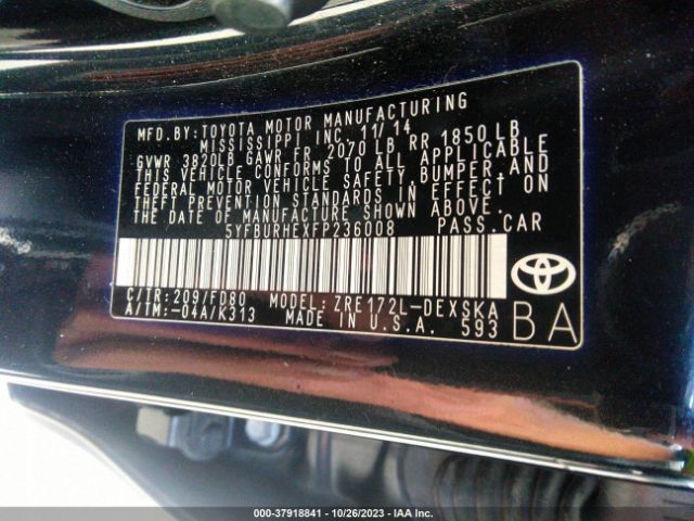 Photo 8 VIN: 5YFBURHEXFP236008 - TOYOTA COROLLA 