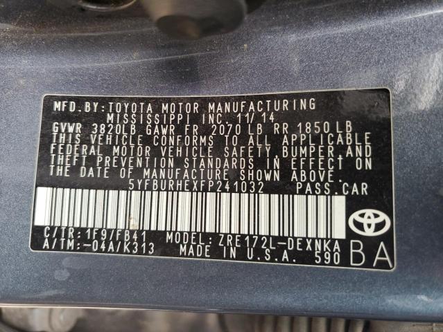 Photo 11 VIN: 5YFBURHEXFP241032 - TOYOTA COROLLA L 