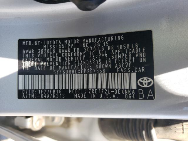 Photo 9 VIN: 5YFBURHEXFP287556 - TOYOTA COROLLA L 