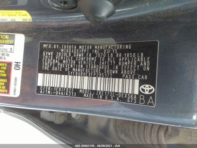 Photo 8 VIN: 5YFBURHEXFP295172 - TOYOTA COROLLA 