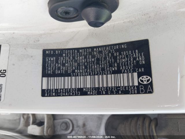 Photo 8 VIN: 5YFBURHEXFP332687 - TOYOTA COROLLA 