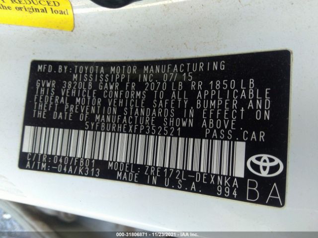 Photo 8 VIN: 5YFBURHEXFP352521 - TOYOTA COROLLA 