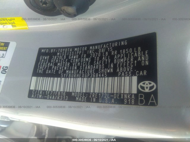 Photo 8 VIN: 5YFBURHEXGP368445 - TOYOTA COROLLA 