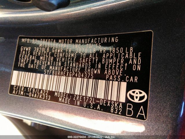 Photo 8 VIN: 5YFBURHEXGP404375 - TOYOTA COROLLA 