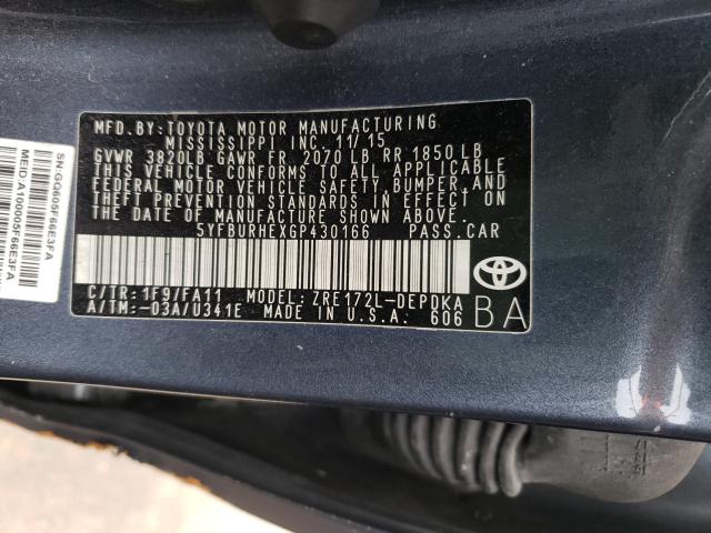 Photo 9 VIN: 5YFBURHEXGP430166 - TOYOTA COROLLA L 